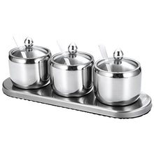 Load image into Gallery viewer, 304 Stainless Steel Salt Jar Pepper Storage Box Container Spice Rack Kitchen Accessories Tools Gedget Organizer with Spoon
